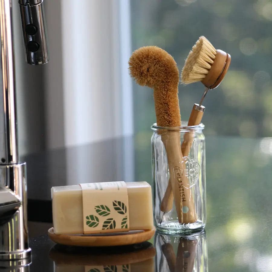 Ensemble de nettoyage zéro déchet, brosses en bois et fibres naturelles