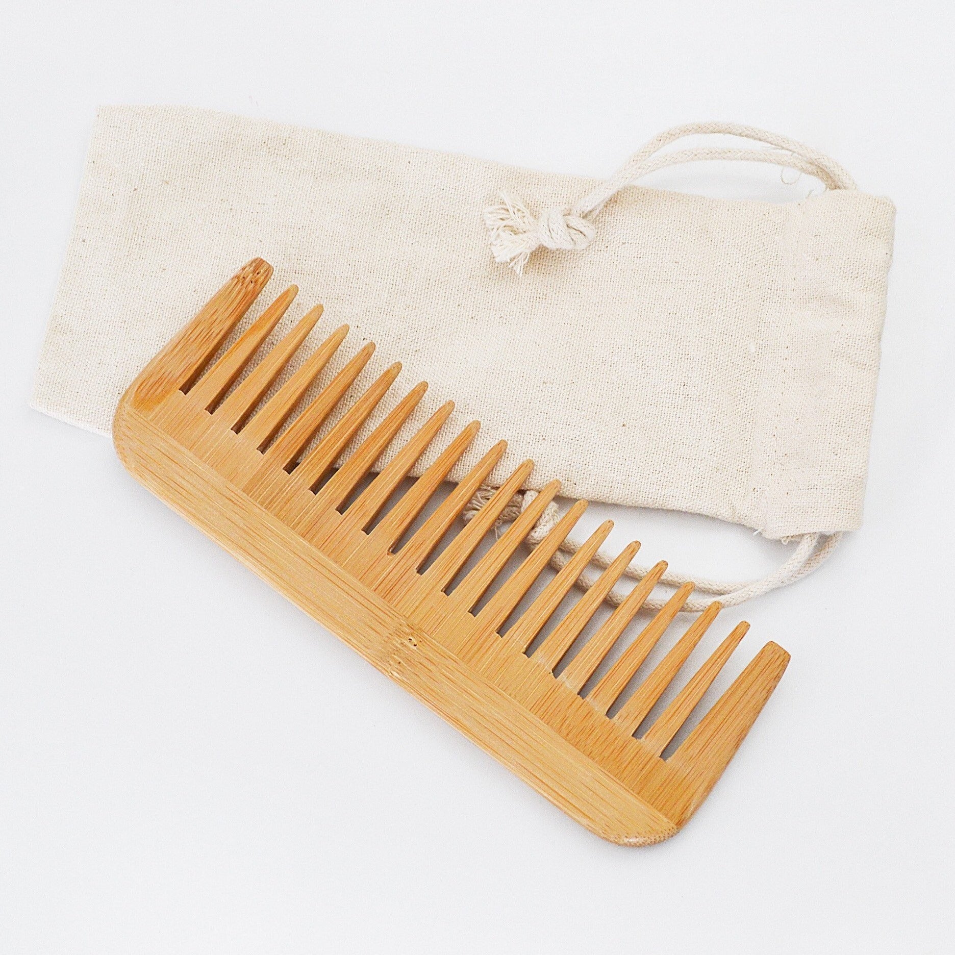 Peigne à dents larges en bambou, sans plastique