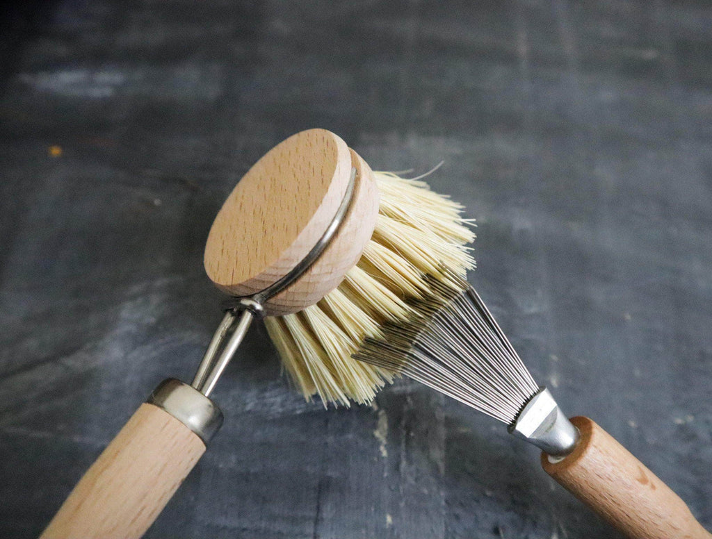 Ensemble de brosses de cuisine zéro déchet, bois et fibres naturelles
