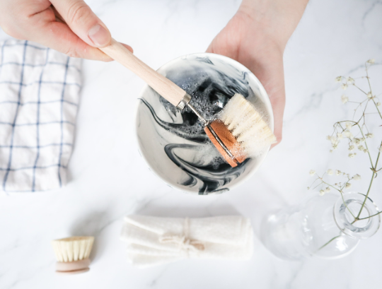 Ensemble de brosses de cuisine zéro déchet, bois et fibres naturelles